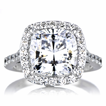 Sheera's Cushion Cut CZ Halo Engagement ring - 10mm