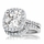 Sheera's Cushion Cut CZ Halo Wedding Ring Set - 10mm