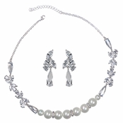 Shirley's Fancy Faux Pearl & CZ Necklace Set