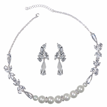 Shirley's Fancy Faux Pearl & CZ Necklace Set