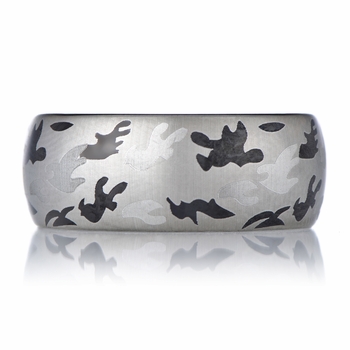 Si's Silvertone Tungsten Camo Ring