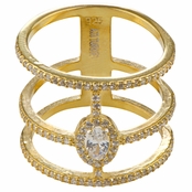 Sierra's Gold Plated Cubic Zirconia Triple Row Cocktail Ring