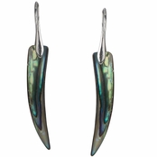 Silver tone Abalone Horn Shape Dangle Earrings