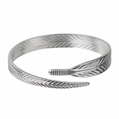 Silver Tone Feather Bangle Bracelet