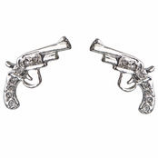 Silver tone Pistol Gun CZ Stud Earrings