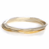 Skye's 3 pc Set of Goldtone Hammered Bangle Bracelets