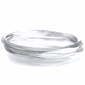 Skye's 3 pc Set of Silvertone Hammered Bangle Bracelets