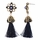 Skylar's Antique Blue Rope Tassel Dangle Earrings