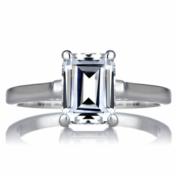 Sonia's Signity CZ Engagement Ring - Step Emerald Cut Shape