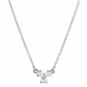 Jennifer's Silvertone CZ Petite Clover Charm Necklace