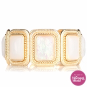 Sydney's 70's Style Goldtone and Pink Stretch Bracelet