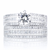 Sylvia's Triple Row Cubic Zirconia Wedding Ring Set