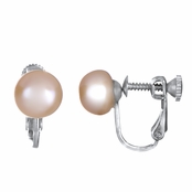 Tamika's 9mm Pink Imitation Pearl Screwback Earrings