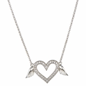 Tatiana's Pave Silvertone Winged Heart Necklace