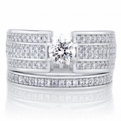 Milan's .5 ct Round Cut CZ Triple Row Wedding Ring Set