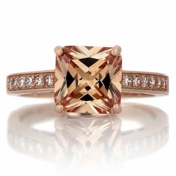 Trista's 4ct Rose Goldtone Princess Cut Champagne CZ Engagement Ring