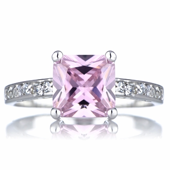 Trista's Promise Ring - Pink Princess Cut CZ