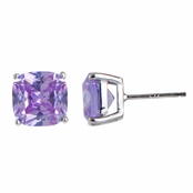 Tulisa's Lavender CZ Cushion Cut Stud Earrings - 5 TCW