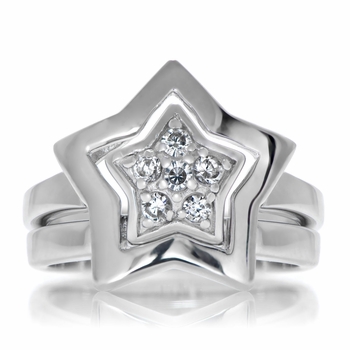 Two Piece Star Pave Ring