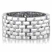 Tyra's Silvertone Wide Link Stretch Bracelet