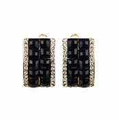Valentina's Gold and Black Half Hoop Clip On Earrings