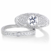 Vanora's CZ Antique Wedding Ring Set
