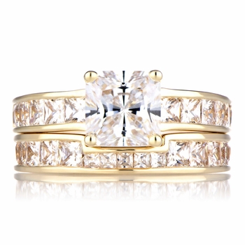 Gold Plated Cubic Zirconia Wedding Ring Set