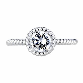 Vivian's Petite Silvertone Twisted Engagement Ring - Designer Inspired