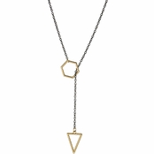 Wilma's Two Tone Lariat Triangle and Hexagon Necklace