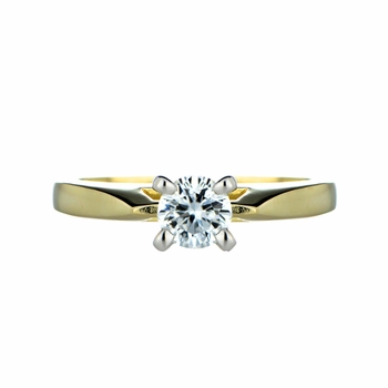 Zejna's Goldtone Engagement Ring - Round Cut CZ