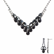 Ziba's Fancy Black CZ Fashion Prom Necklace Set