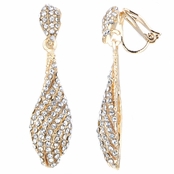 Zoey's Fancy Goldtone Rhinestone Dangle Clip On Earrings