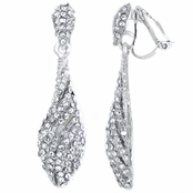 Zoey's Fancy Silvertone Rhinestone Dangle Clip On Earrings