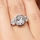 Emily's 3 Stone Halo Cushion Cut Engagement Ring