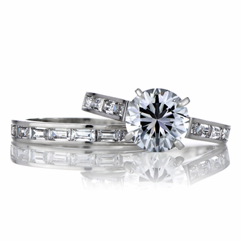 Araceli's Round & Baguette CZ Wedding Ring Set
