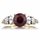 Simulated Ruby and CZ 3 Stone Engagement Ring - Goldtone