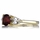 Simulated Ruby and CZ 3 Stone Engagement Ring - Goldtone