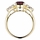 Simulated Ruby and CZ 3 Stone Engagement Ring - Goldtone