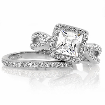Eilley's Princess Cut CZ Wedding Ring Set
