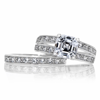 Jenny's Premium Asscher CZ Wedding Ring Set
